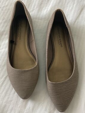 Christian Siriano pointed toe taupe flats 8